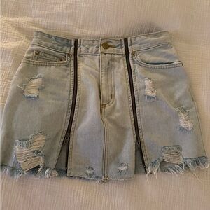 Carmar Light Blue Distressed Mini Skirt